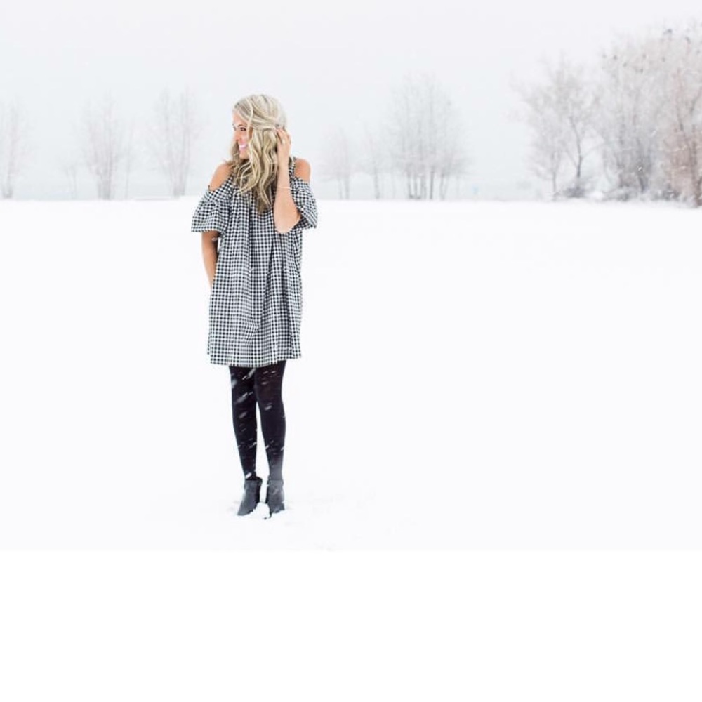 ZARA black checked dress